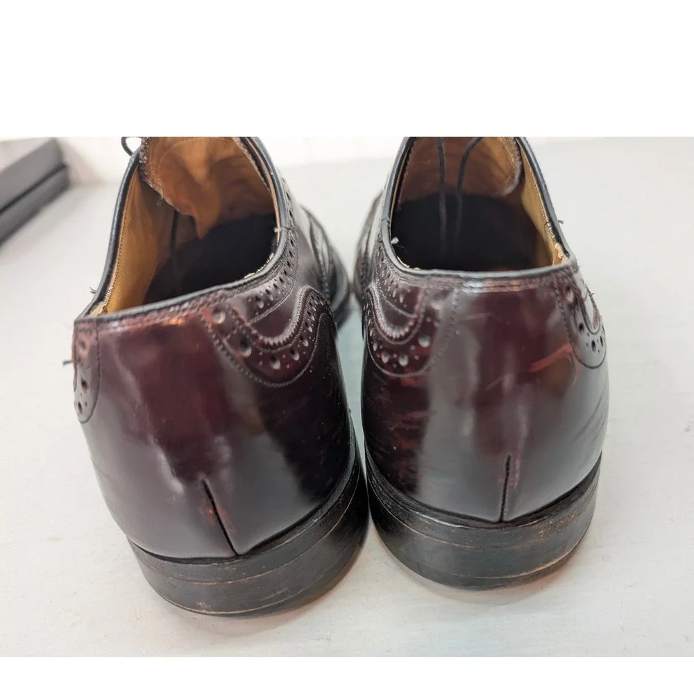 Johnston & Murphy Leather Wingtip Oxford Brogue Dress Shoes Mens 11.5 B Burgundy